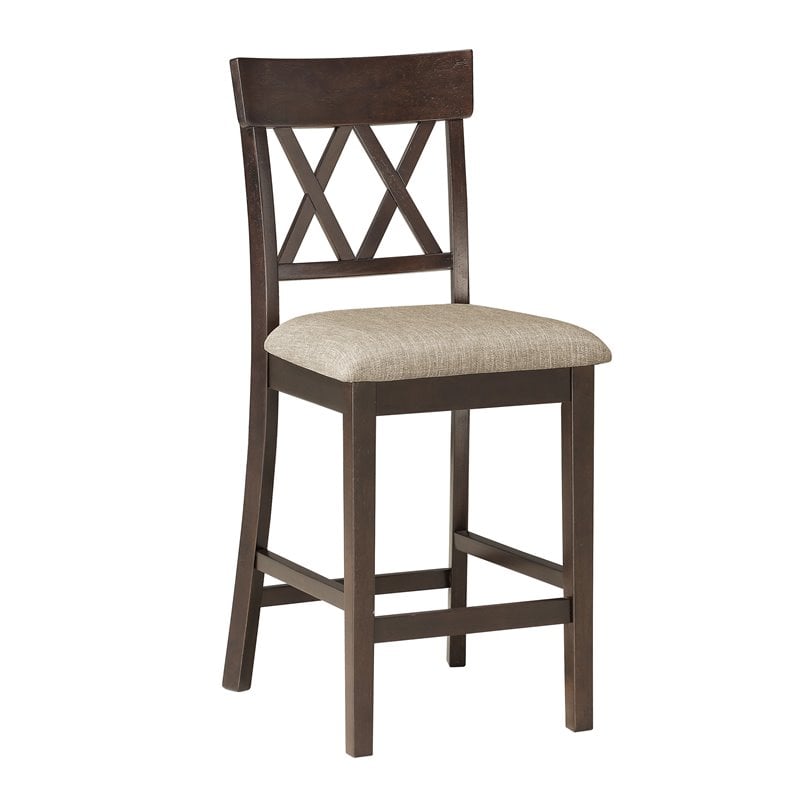 Lexicon Balin 5 Piece Counter Height Dining Set in Brown with Crossback Chairs
