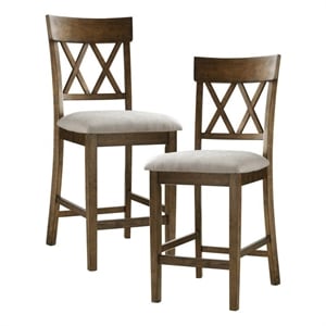 Lexicon Balin Counter Height Wood Crossback Dining Chair Set in Oak (Set of 2)