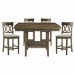 Lexicon Balin 5 Piece Counter Height Dining Set in Oak with Crossback Chairs