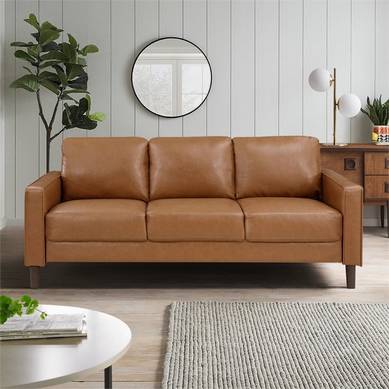 Lexicon Malcolm Faux Leather 3 Seater Sofa in Brown