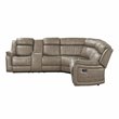 Lexicon 3-Piece Modern Wood and Microfiber Reclining Sectional in Sandy Brown
