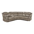 Lexicon 3-Piece Modern Wood and Microfiber Reclining Sectional in Sandy Brown