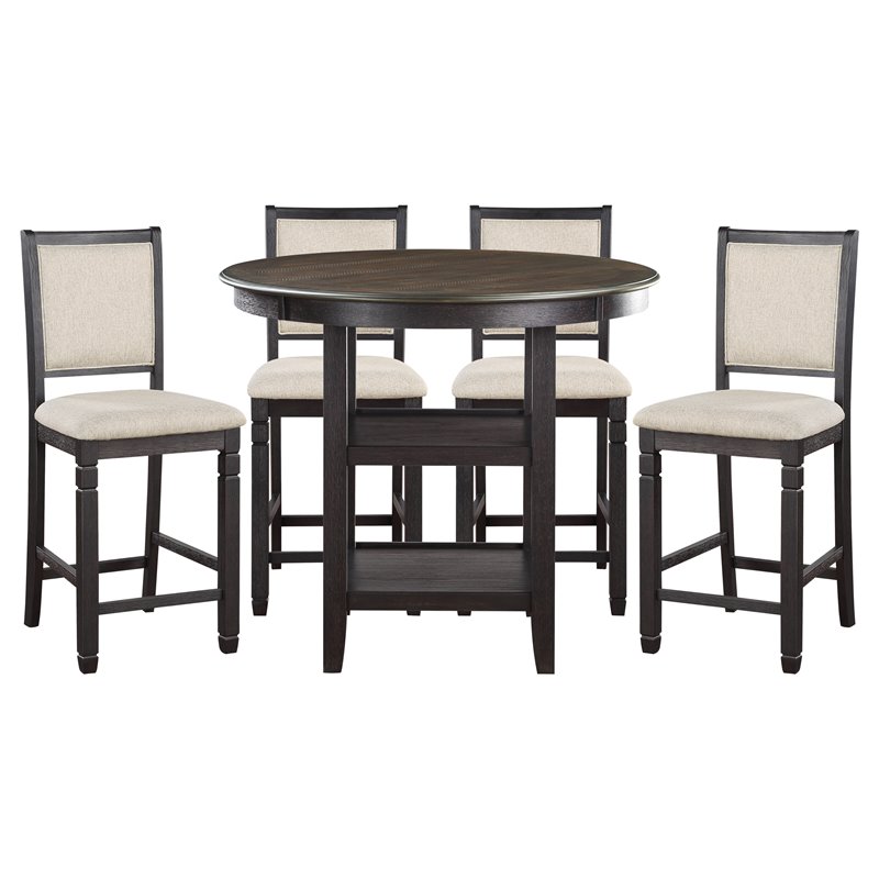Lexicon Transitional Wood Counter Height Dining Room Table in Brown/Black