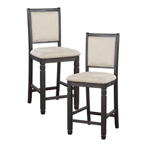 Lexicon Asher 25.5&quot Fabric Counter Height Chairs in Beige/Black (Set of 2)