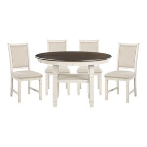 Lexicon 5-Piece Fabric Dining Set with 4 Side Chairs in Beige/Antique White