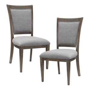 Lexicon 19&quot Transitional Fabric Dining Room Side Chair in Gray/Brown (Set of 2)