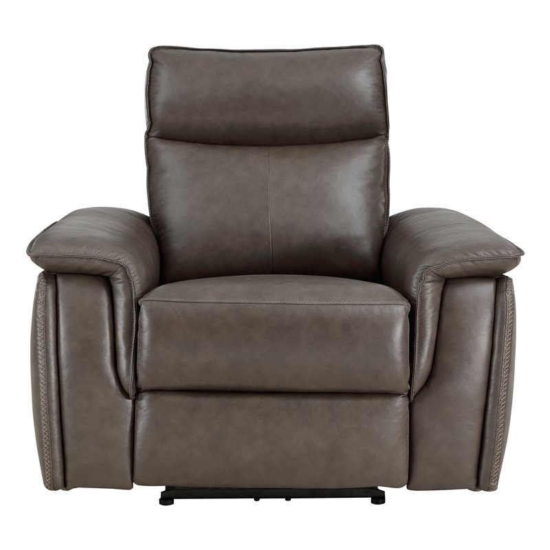 Lexicon Maroni Leather Power Reclining Chair with Power Headrest in Dark Brown