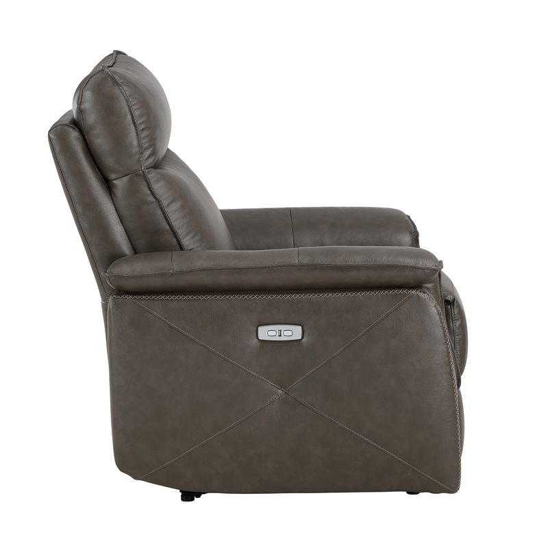 Lexicon Maroni Leather Power Reclining Chair with Power Headrest in Dark Brown