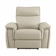 Lexicon Maroni Wood & Leather Power Reclining Chair with Power Headrest in Beige