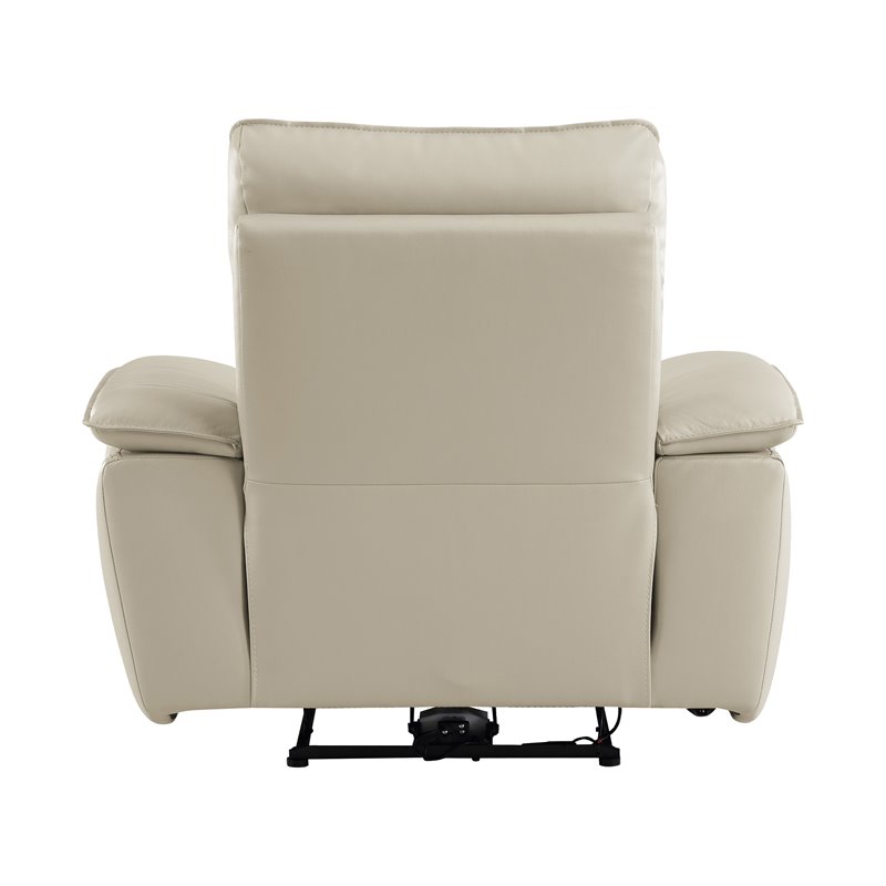 Lexicon Maroni Wood & Leather Power Reclining Chair with Power Headrest in Beige