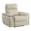 Lexicon Maroni Wood & Leather Power Reclining Chair with Power Headrest in Beige