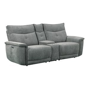 Lexicon Tesoro 3-Piece Wood & Fabric Love seat with Cupholders in Dark Gray
