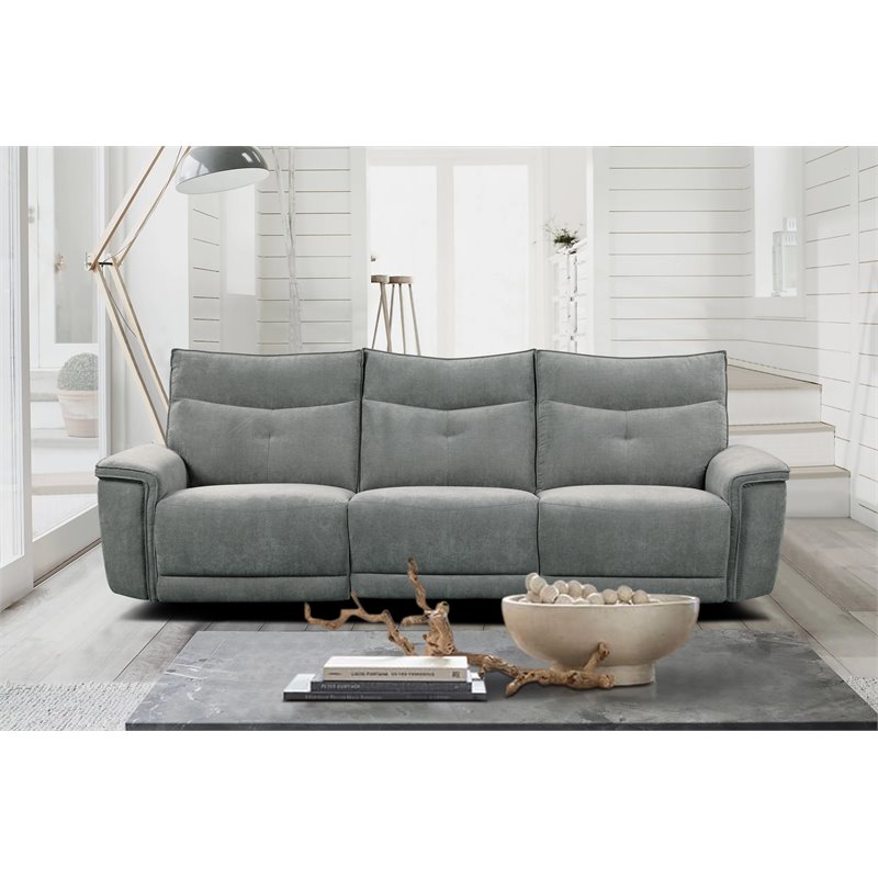 Lexicon Tesoro 3-Piece Modern Wood & Fabric Sofa in Dark Gray