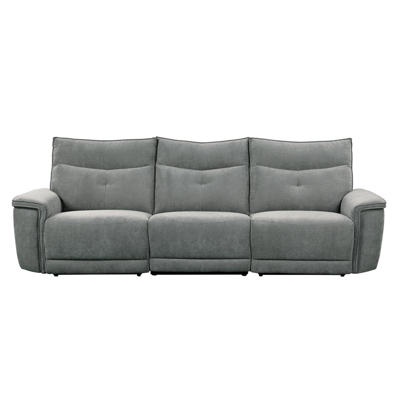 Lexicon Tesoro 3-Piece Modern Wood & Fabric Sofa in Dark Gray