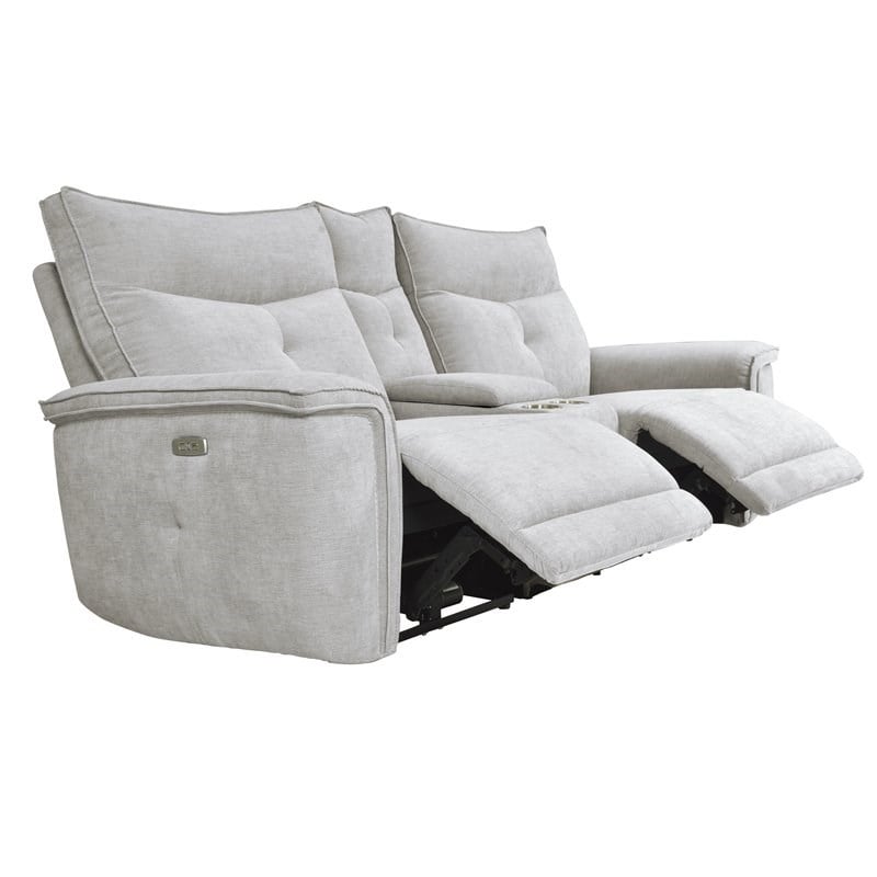 Lexicon Tesoro 3-Piece Wood & Fabric Sectional Set with Cupholders in Mist Gray