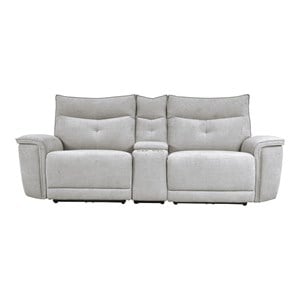 Lexicon Tesoro 3-Piece Wood & Fabric Sectional Set with Cupholders in Mist Gray