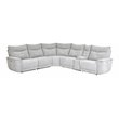 Lexicon Tesoro 6-Piece 3 Recliner Wood & Fabric Power Sectional Set in Mist Gray