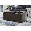 Lexicon Kaitlyn Wood & Faux Leather Storage Cocktail Ottoman in Dark Brown