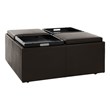 Lexicon Kaitlyn Wood & Faux Leather Storage Cocktail Ottoman in Dark Brown