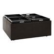 Lexicon Kaitlyn Wood & Faux Leather Storage Cocktail Ottoman in Dark Brown