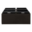 Lexicon Kaitlyn Wood & Faux Leather Storage Cocktail Ottoman in Dark Brown