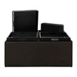 Lexicon Kaitlyn Wood & Faux Leather Storage Cocktail Ottoman in Dark Brown