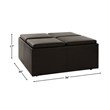 Lexicon Kaitlyn Wood & Faux Leather Storage Cocktail Ottoman in Dark Brown