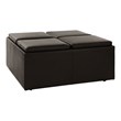 Lexicon Kaitlyn Wood & Faux Leather Storage Cocktail Ottoman in Dark Brown
