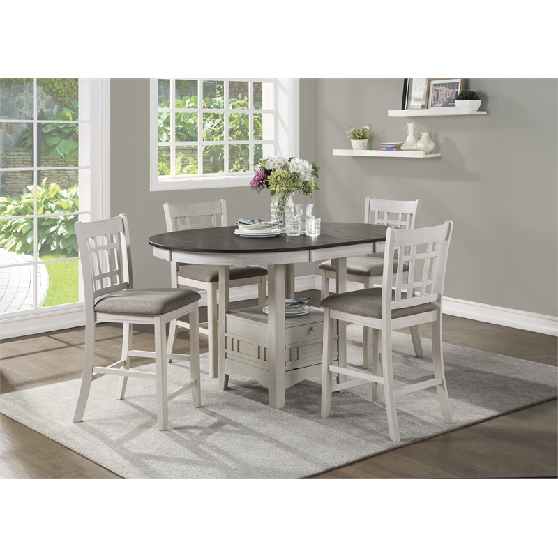 Lexicon Junipero Antique White Full Back Counter Height Chair (Set of 2)