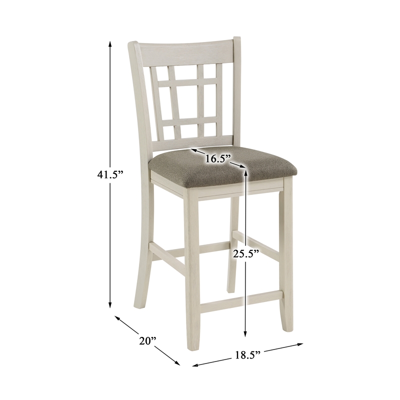 Lexicon Junipero Antique White Full Back Counter Height Chair (Set of 2)