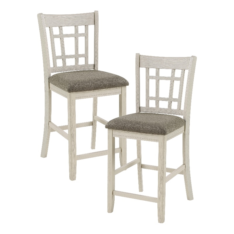 Lexicon Junipero Antique White Full Back Counter Height Chair (Set of 2)