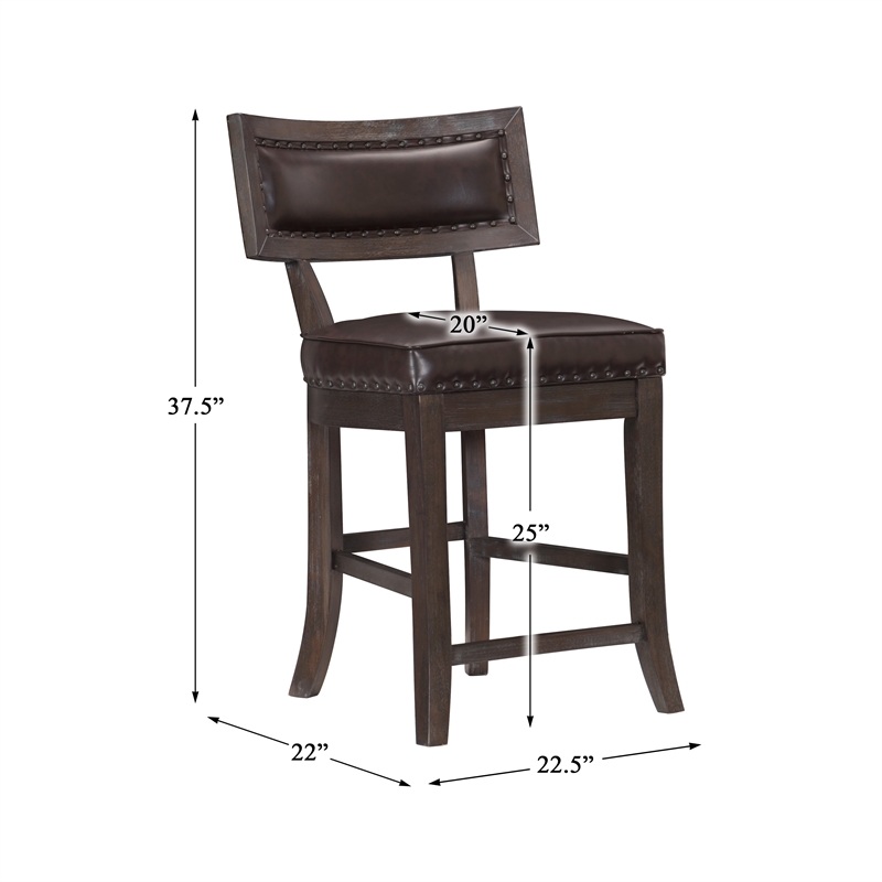 Lexicon Oxton Faux Leather Counter Height Dining Chair in Espresso (Set of 2)
