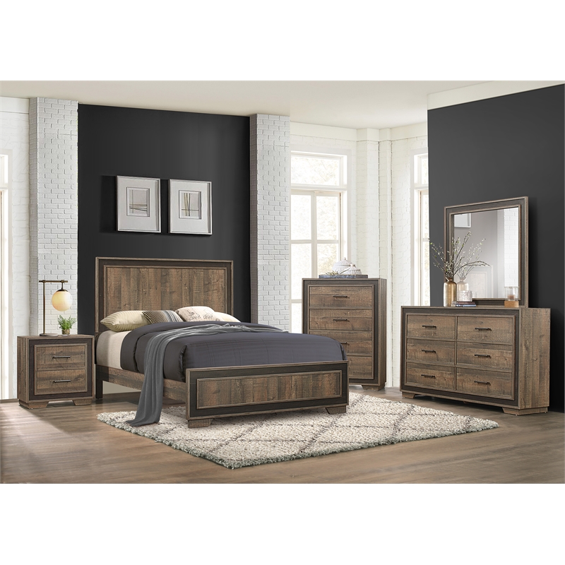 Lexicon Ellendale Nightstand in 2-Tone Finish (Rustic Mahogany and Dark Ebony)