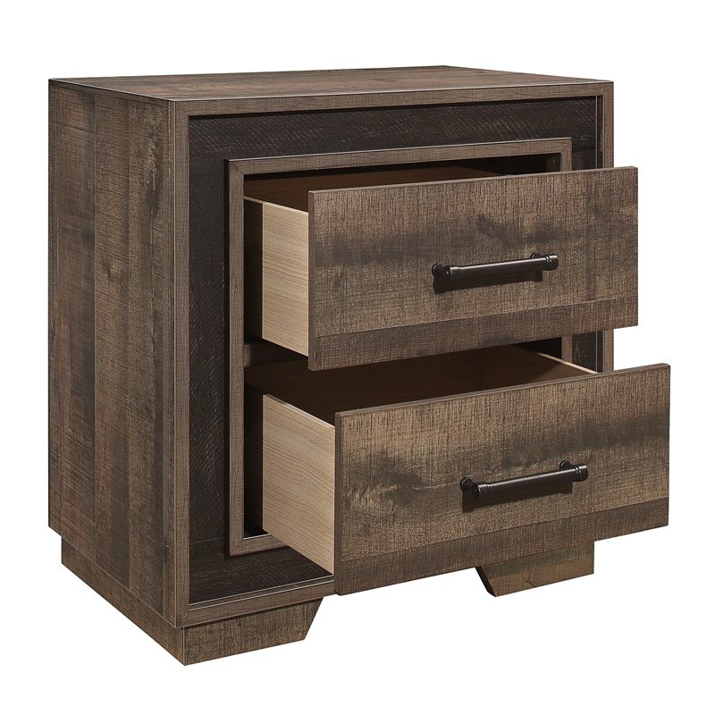 Lexicon Ellendale Nightstand in 2-Tone Finish (Rustic Mahogany and Dark Ebony)