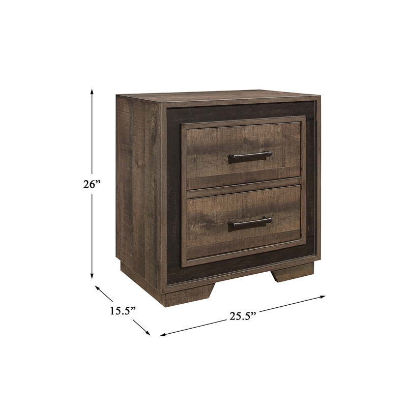Lexicon Ellendale Nightstand in 2-Tone Finish (Rustic Mahogany and Dark Ebony)
