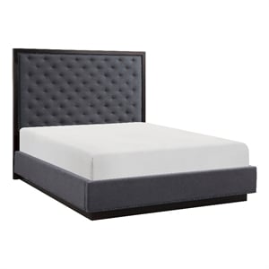 Lexicon Larchmont Asian Hardwood Queen Bed in Charcoal