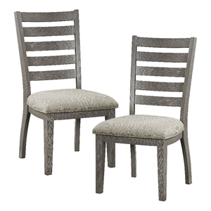 Lexicon Tigard Asian Hardwood Dining Room Side Chair in Gray (Set of 2)