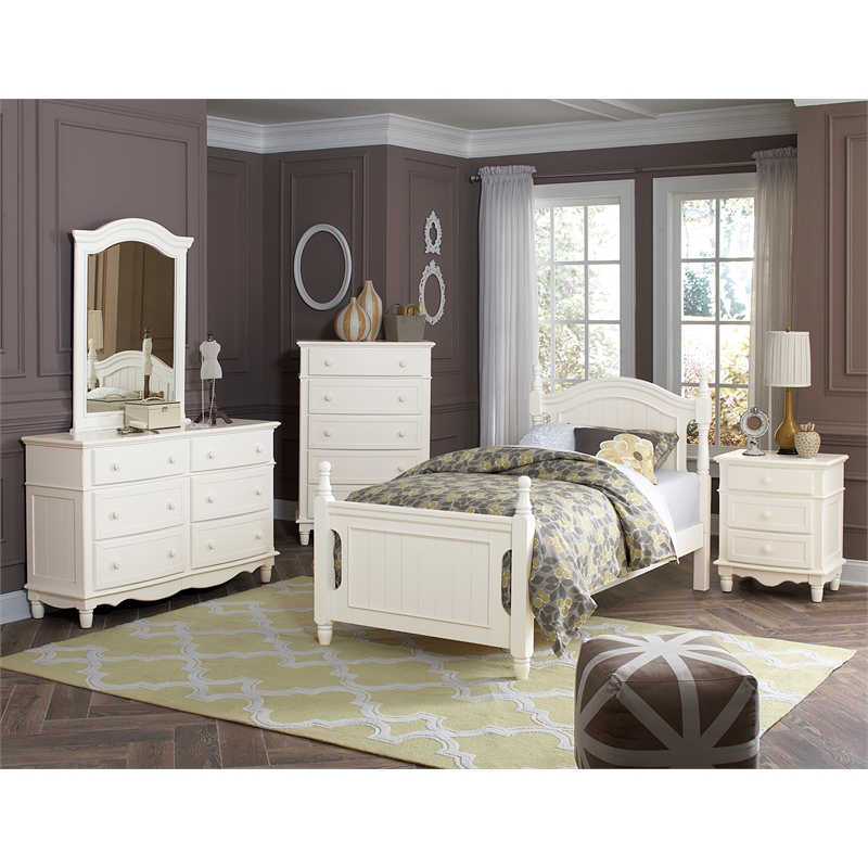 Lexicon Traditional Wood MDF Board Twin Platform Bed with Twin Trundle in White