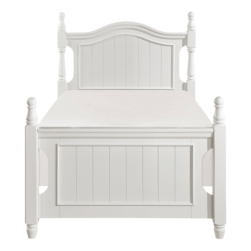 Lexicon Traditional Wood MDF Board Twin Platform Bed with Twin Trundle in White