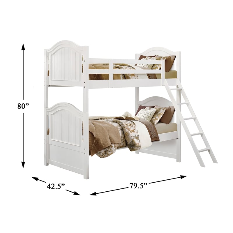Lexicon Traditional Wood and MDF Board Twin/Twin Bunk Bed in White