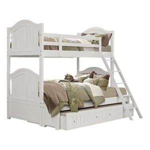 Lexicon Clementine Rubberwood Twin/Full Bunk Bed with Twin Trundle in White