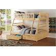 Lexicon Bartly Pine Wood Twin/Full Bunk Bed with Storage Boxes in Natural Pine