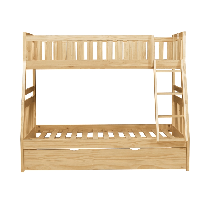 Lexicon Bartly Pine Wood Twin/Full Bunk Bed with Twin Trundle in Natural Pine