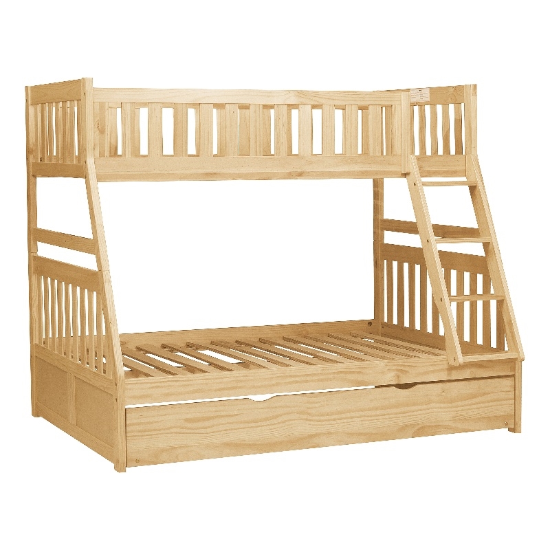 Lexicon Bartly Pine Wood Twin/Full Bunk Bed with Twin Trundle in Natural Pine