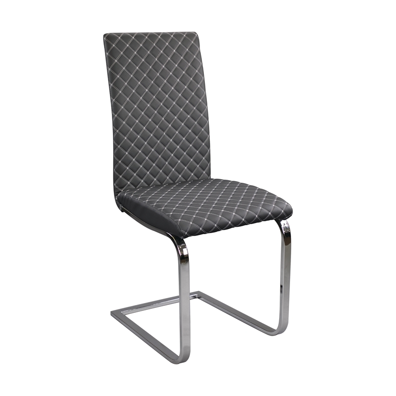 Lexicon Yannis Metal Dining Room Side Chair in Chrome (Set of 2)