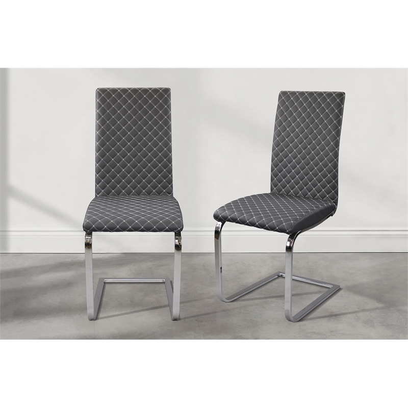 Lexicon Yannis Metal Dining Room Side Chair in Chrome (Set of 2)