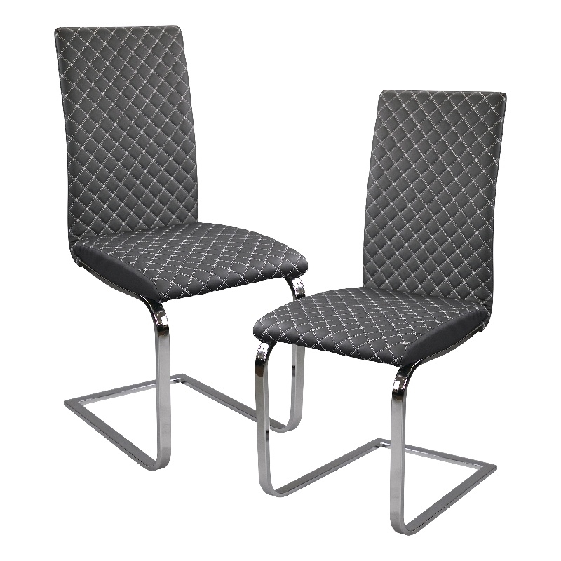 Lexicon Yannis Metal Dining Room Side Chair in Chrome (Set of 2)