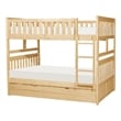 Lexicon Bartly Pine Wood Full/Full Bunk Bed with Twin Trundle in Natural Pine