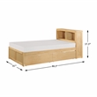 Lexicon Contemporary Wood Twin Bookcase Bed with Storage Boxes in Natural Pine