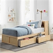 Lexicon Contemporary Wood Twin Bookcase Bed with Storage Boxes in Natural Pine